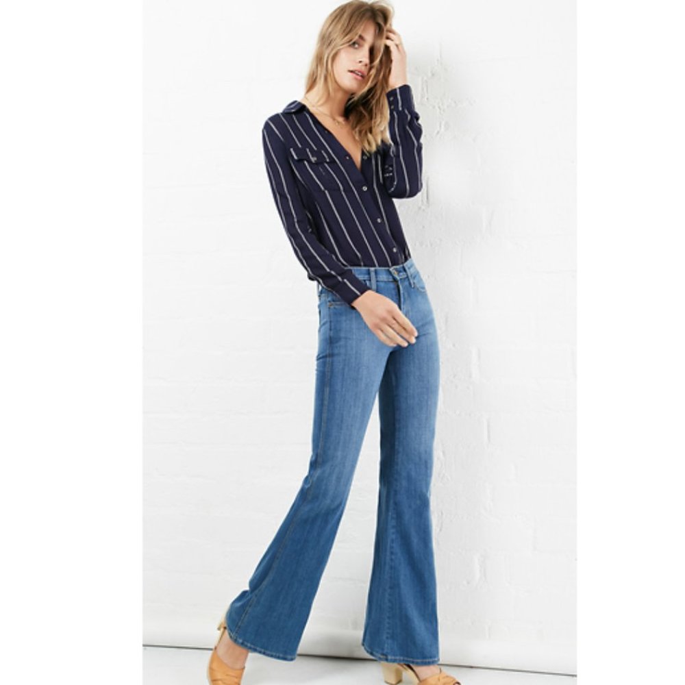 Current Elliot The Girl Crush Flare Jeans Mid Rise Size 29 Blue Denim
